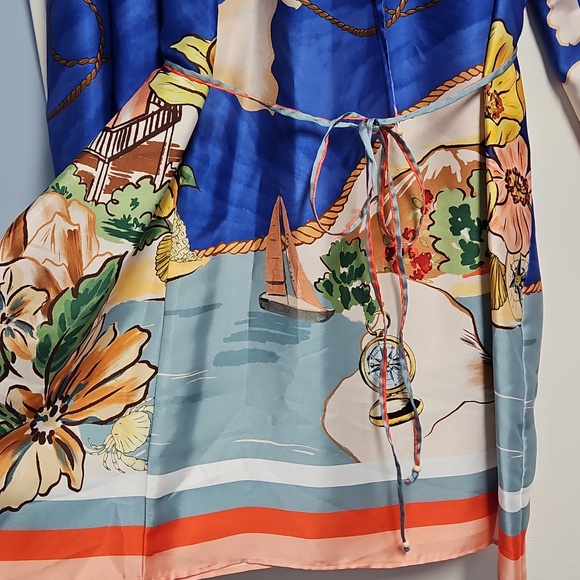 ANTONIO MELANI Raffaella Balloon Sleeve Satin Dress: Oceanprint: XL SEE DETAILS - Picture 6 of 16